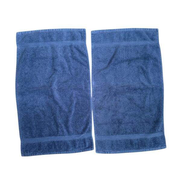 Lauren Ralph Lauren Hand Towels‎ 27x15" Cotton Navy Blue Nautical Coastal Pair - Picture 3 of 6